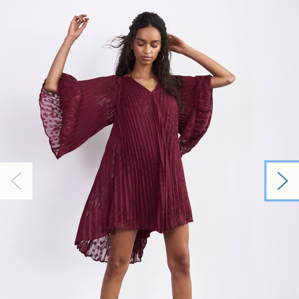 NEW Anthropologie Toulon Pleated Mini Dress - Plum